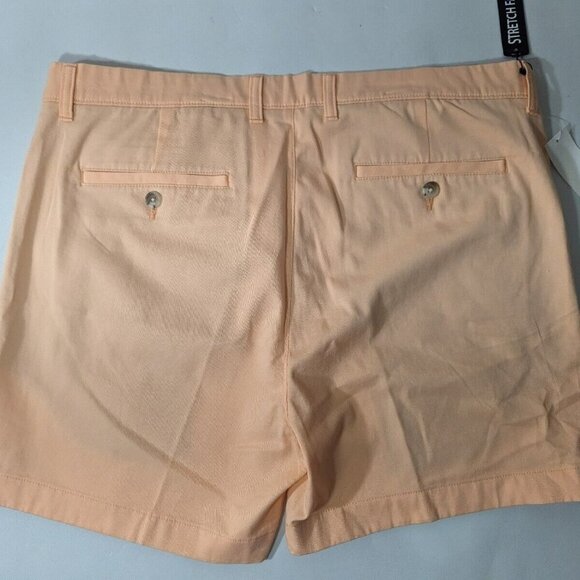 NEW Size 38 Men's Roundtree & Yorke Khaki Shorts 5.5" Inseam Stretch Peach - Picture 4 of 5